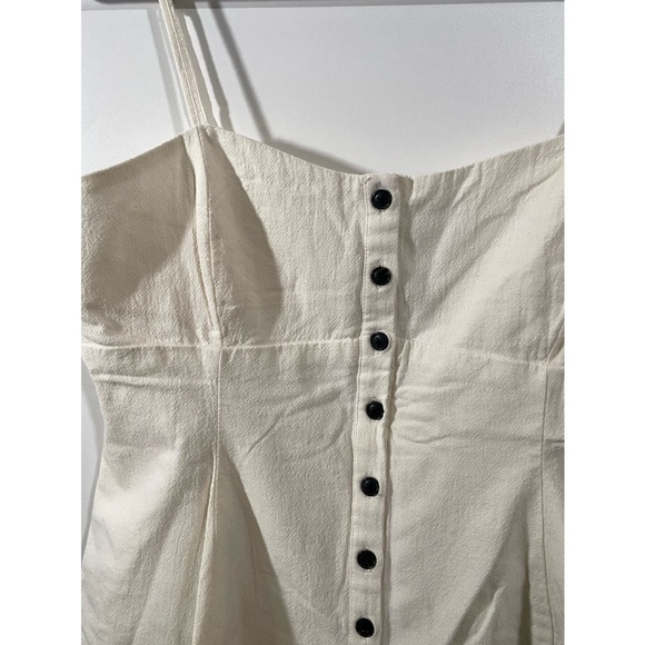 Zara White Linen Peplum Tank Top Size Large with Adjustable Straps and Buttons - Picture 4 of 7